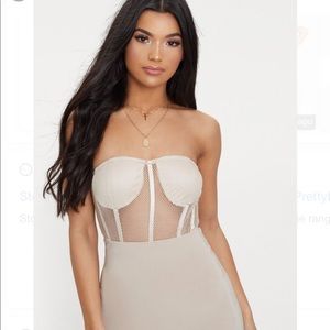 Pretty little thing cream fishnet bodysuit